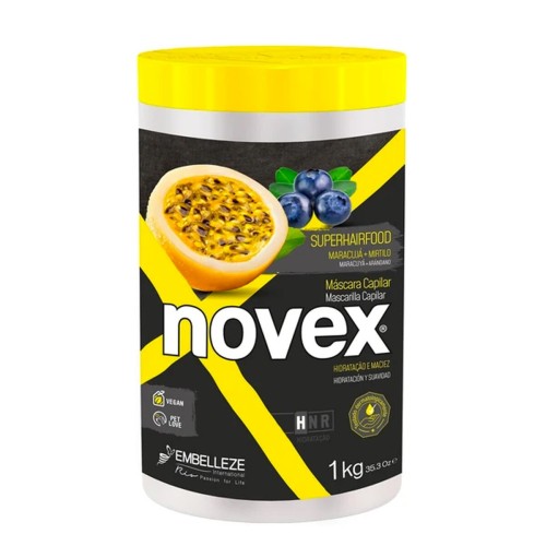 Máscara Novex SuperHairFood Maracujá + Mirtilo, 400g