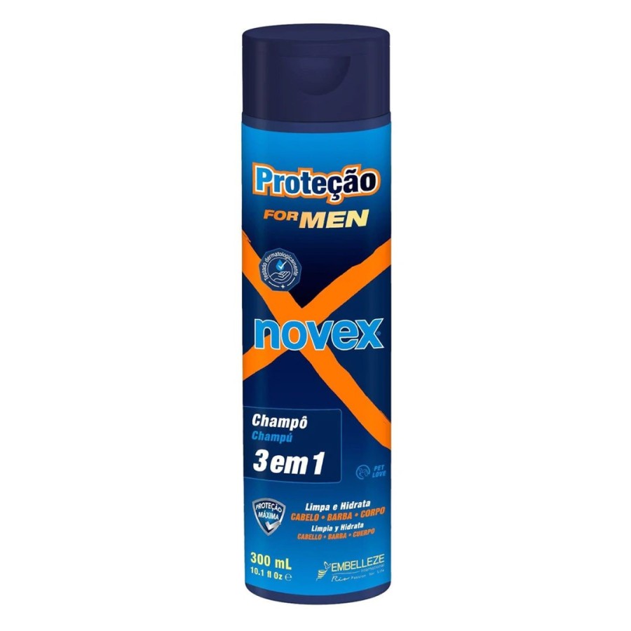 Novex - Champô 3 em 1 - Cabelo + Barba + Corpo - 300ml