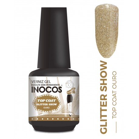 INOCOS TOP COAT GLITTER OURO, 15mL